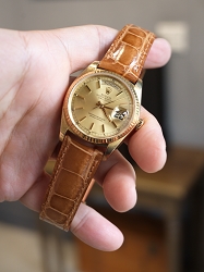 Gloss Copper Alligator Strap for Rolex Daydate
